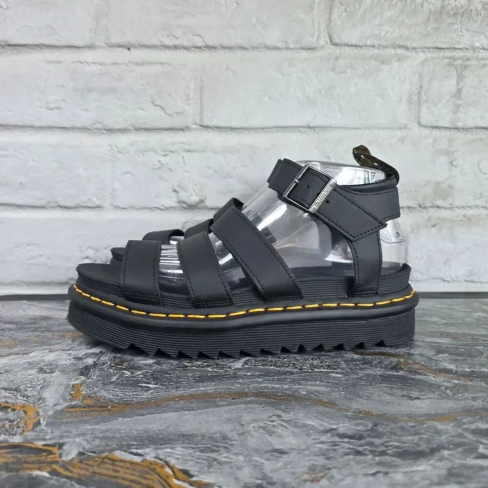 Dr. Martens Blaire Black Gladiator Strappy Platform Sandals Women's Size 8 NEW